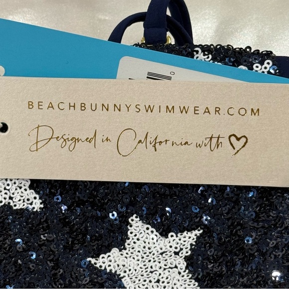 Beach Bunny London Bralette Sparkle Star Bikini Top Navy Blue Small Patriotic - Picture 10 of 14